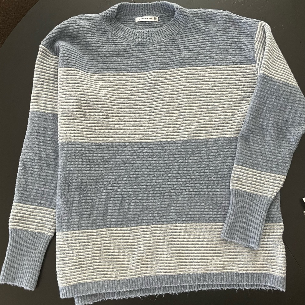 Staccato women’s  Blue and White Striped Sweater size small